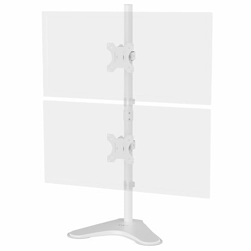 VIVO STAND-V002LW Ständer für zwei Monitore, freistehende LCD-Halterung, gestapelte, vertikale Position, 2 ultrabreite Bildschirme bis zu 34 Zoll, Weiß