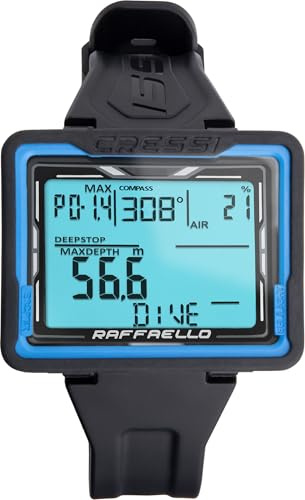 CRESSI Raffaello Diving Computer - Tauchcomputer Unisex mit Großem Rechteckigem Bildschirm mit Hohem Kontrast für Maximale Lesbarkeit der Daten, Einheitsgröße