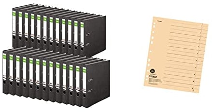 Original DINOR Ordner-Wolkenmarmor-Recycling - 25er Pack 5 cm breit DIN A4 schwarz Aktenordner Briefordner & Original Falken 100er Pack Trennblätter. Aus Recycling-Karton