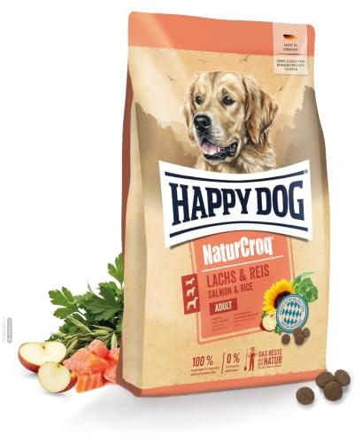 Happy Dog NaturCroq Lachs & Reis Trockenfutter, 11 kg | Premium-Trockenfutter mit Natural Life Concept, heimischen Kräutern und 60 % tierischem Protein, für ausgewachsene Hunde
