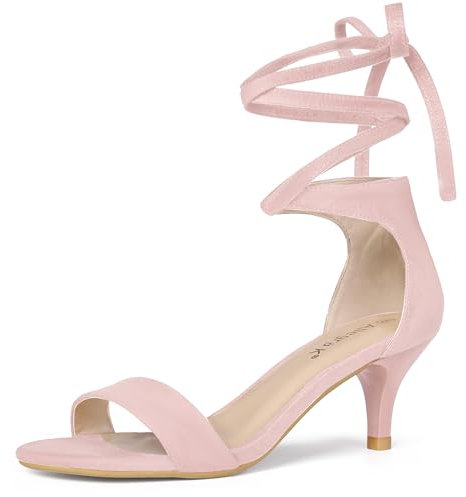 Allegra K Women's Open Toe Kitten Heel Lace Up Dress Sandals Pink 5.5 UK/Label Size 7.5 US