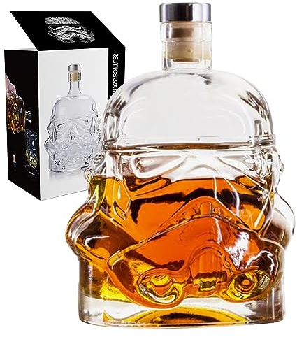 Tfwadmx 750 ml transparenter kreativer Whiskey-Dekanter, Whisky-Karaffe für Wein, Scotch, Wodka, Alkohol, Likör, Stormtrooper-Flasche, Dekanter, Geschenke für Männer und Frauen