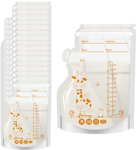 40 StüCk Milchaufbewahrungsbeutel, Steril Und Staubfrei 250ml Englischer Muttermilchbeutel, Bpa-Frei, Still-Muttermilch-Aufbewahrungsbeutel Mit AusgießEr, Standbeutel, Platzsparende Flache Form