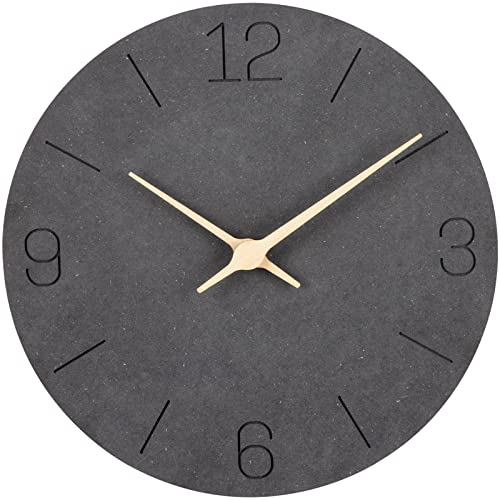 Orologio da parete da 30,5 cm, retrò, in legno, moderno, rotondo, al quarzo, silenzioso, grande, a batteria, senza cornice, nero, per esterni, cucina, ufficio, giardino, camera da letto, soggiorno