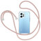 XTCASE Coque pour Xiaomi Redmi Note 12 4G avec Cordon, Etui avec Collier - Tour de Cou Lanière en Corde - Transparente Silicone Housse avec Cordage Lanyard Case, Or Rose