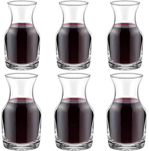 Single Serving Wine Carafe Glass Mini Decanter Individual Wine Decanter Small Carafe for Dinner Parties Tastings Bars Restaurants, 6.5 Oz, 7.7 Oz(6 Pack)