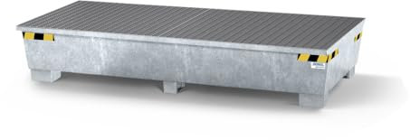 Auffangwanne pro-line aus Stahl für 2 IBC, verzinkt, 2 Gitterrosten