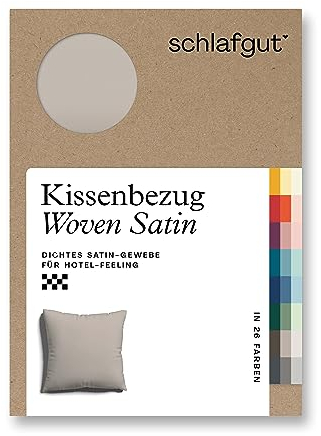 schlafgut Woven Satin Kissenbezug 80x80 cm Sand Mid Uni in Premium Hotelqualität, Kopfkissenbezug einzeln mit 100% weicher Baumwolle
