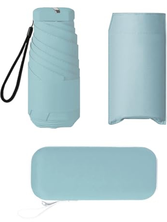 AUSDINAUTO Mini Paraguas de Viaje Ultraligero y Duradero con Protección UV - Impermeable para Todo Clima (Niebla matutina verde)