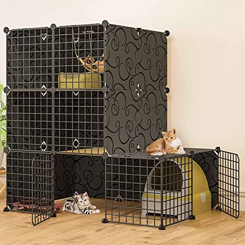SUuim Katzenkäfige für den Innenbereich, groß, mit Hängematte, Kleintierkäfig aus Metall, Freiraum für Hütten/Haushalt/Außen/Innen/Balkon (Größe: 111 x 111 x 146) (einfarbig 111 x 75 x 109)