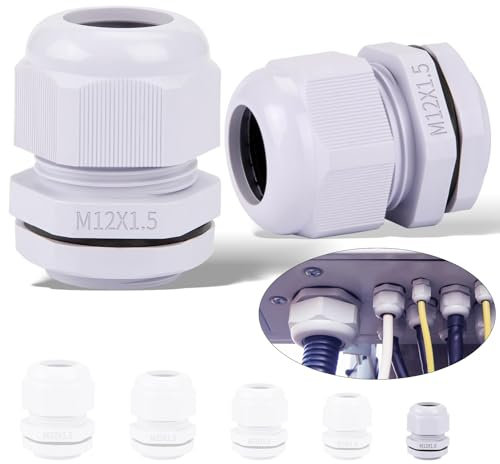 Ziamzra 20 Pezzi Passacavo Impermeabile M12 Pressacavi Elettrici Regolabile 3-6.5 mm Pressacavo IP68 Connettori Impermeabili con Guarnizioni per Giardino Esterno Scatola di Derivazione