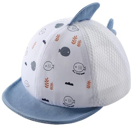 XGOPTS Cappello da baseball per neonato, con balena, in morbido cotone, per primavera e estate, traspirante, cappello di protezione solare, regolabile, con visiera, per bambini da 0 a 16 mesi
