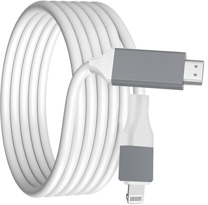 [Certifié Apple MFi] Câble HDMI pour iPhone vers TV, adaptateur d'éclairage vers connecteur HDMI compatible avec iPhone 14, 13, 12, 11 et sortie TV YouTube avec écran HD 1080p, pas besoin