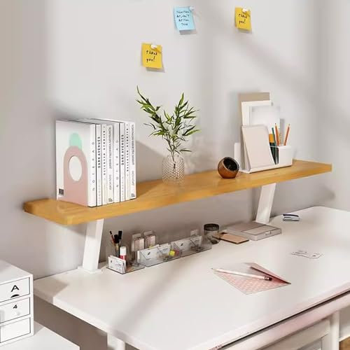 Versatile Clamp on Desk Shelf, Desk Extender Shelves, Heavy Duty Desktop Organizer for Gaming and Office Accessories, Ergonomic Computer Monitor and Laptop Riser, Printer Stand(Color:Natural,Size:L: 1