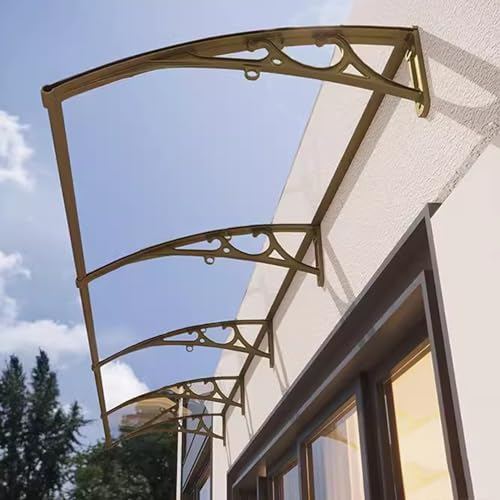 Vordach für Haustür, Modern Überdachung Haustür, Pultbogenvordach aus Aluminium und Polycarbonat, Sonnenschutz Und Regenschutz(Size:80x400cm/2.62x13.1ft)