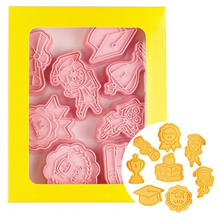 Fukamou Set Di Formine Per Biscotti Di Laurea 2022 - Tagliabiscotti Natalizi Per Bambini,Set Di Stampi Per Biscotti Fatti A Mano Da 8 Pezzi, Cappello Di Laurea, Diploma, Abito, Trofeo, Medaglione,