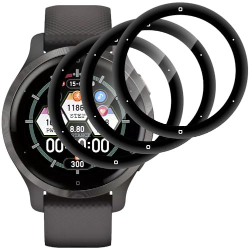 Beukei Vitre Protection pour Garmin Venu 2s Verre Trempé, 3 Pièces Film Trempér [Dureté 9H][HD Claire][Sans Bulless][Anti Rayures] Ecran de Protection