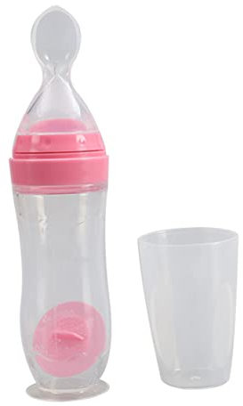 Holibanna Biberon Alimentation Pour Garçon Fille Silicone Avec Ventouse Bouteille De Compression Pour Purée De Riz Accessoire Créatif Pour Nourrissons Rose