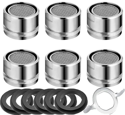 HoAhaMay 6 piezas Aireador Grifo Cocina M24,1 x Llave cromada， aireador Filtro grifo Cocina con Filtros de Acero Inoxidable, aireador de grifo Ahorrador de Agua(Rosca Macho de 24 mm)
