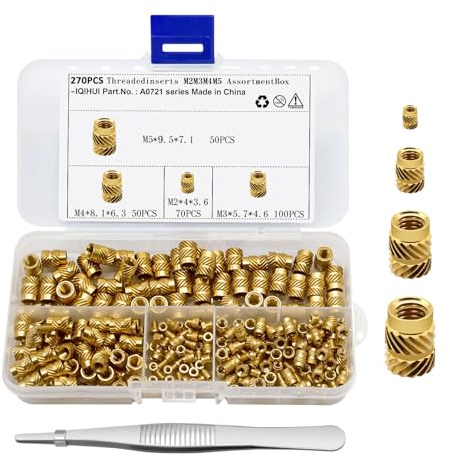 300 Pièces Insert Fileté, M2 M3 M4 M5 insert fileté metal écrou à filetage fondu écrou à filetage fondu Pour Composants d'Impression 3D et Pièces en Plastique