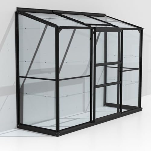 Vitavia Anlehn-Gewächshaus Styx 1300, schwarz, 1,3 m², 3 mm ESG | Wetterfestes & stabiles Wand-Gewächshaus zur Pflanzenanzucht | Ideales Treibhaus für Gemüse, Kräuter & Blumen