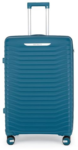 Infinity Leather Koffer Trolley Handgepäck Handkabinengepäck Hartschalen-Reisetasche Leichtgewicht mit TSA-Schloss und langlebigen 4 Spinner-Rädern (Blue, L(75cm 96L))