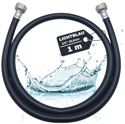 LICHTBLAU Warmwasser Zulaufschlauch 1m 3/4 Zoll Metallgewinde | Heißwasserfest bis 90 °C – Wasserzulaufschlauch für Waschmaschine & Geschirrspüler – Anschlussschlauch