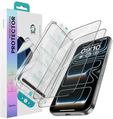BENKS 2 Pack Matte Screen Protector for iPhone 17 Pro (6.3, 2025), Mattes Tempered Glass Film Anti-Fingerprint, Scratch Resistant, Bubble-Free Installation Tool Included