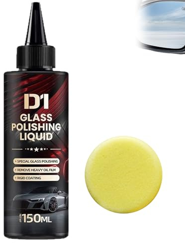D1 Glass Polishing Liquid,Glas Kratzer Entferner Scheibenpolitur Auto,Glaspolitur Gegen Kratzer im Glas,Car Glass Oil Film & Deep Scratch Remover Car Polish for Swirls,Scratches,Wiper Marks (150ml)