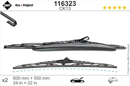 SWF Das Original Set mit 2 aerodynamischen konventionellen Wischerblättern mit Spoiler CK13 - Vorne - 600 mm / 550 mm - 116323