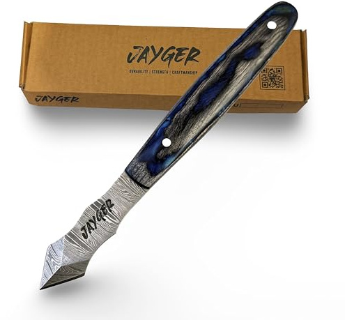 Marking Knife – Long Neck Thin Blade Scribing Tool with Dual Grooves for Woodworking | Damascus Steel Double-Beveled Blade for Precision Wood Carving & Fine Line Marking in Narrow Grooves