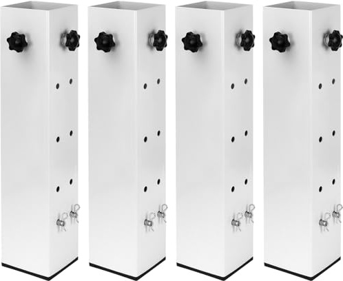 Kaxtde Lot de 4 extensions de pieds de table pliables - Pieds réglables pour bureau, table à manger, table basse, pieds de bureau pliables en métal pour rehausseur de lit, rehausseur de chaise