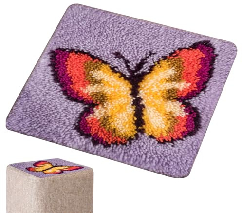 Genérico Kit de gancho de pestillo para adultos, Kit para hacer alfombras de 11,81 x 11,81 pulgadas para hacer alfombras, de de aguja para, de de ganchillo multiusos con lienzo impr