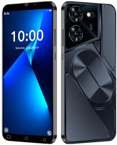 LatsYrs Teléfono económico, Pantalla de 5,0 Pulgadas, 16GB Ampliable hasta 128GB, Doble SIM Desbloqueado, Doble cámara, WiFi/Bluetooth/ID Facial. Teléfono básico (Black)