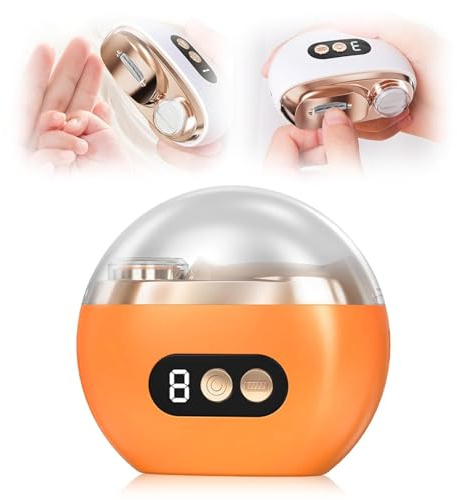2-in-1 Electric Nail Clipper & Polisher,Automatic Nail Trimmer with Polishing,Portable Rechargeable Fingernail Cutter 3 Speeds File with Nail Clip Storage for Baby, Kids, Adults, Seniors (Orange)