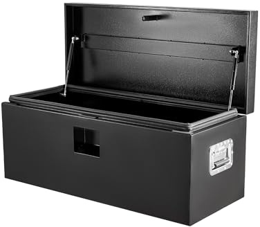 CuteHairy Heavy Duty Steel Truck Bed Toolbox with Lock & Dual Lids – Waterproof Storage Organiser Chest for Pickup, Truck, Motorhome & Trailer – Black