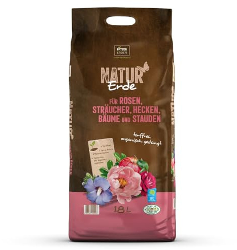 PATZER NATUR Erde Bio für Stauden Sträucher Hecken Bäume & Rosen torffrei - 18 Liter