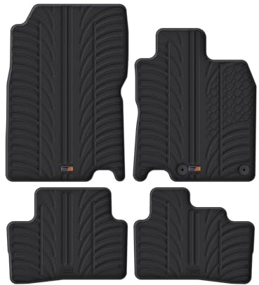 TRAVALL Rubber Car Mats (set of 4) compatible with Renault Kadjar (2015-2022) Heavy Duty Floor Mats Moulded Premium Mats Easy Clean Black with Clips - Anti Slip All-Weather Protection