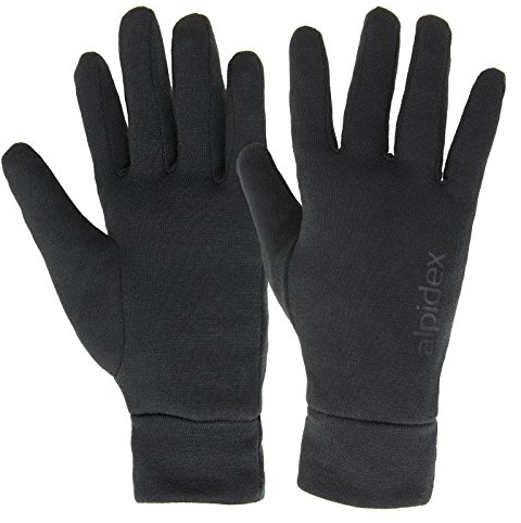 ALPIDEX Unterziehhandschuhe Innenhandschuhe Leichte Laufhandschuhe Dünne Warme Liner Winter Sport Handschuhe Innen Aufgeraut, Größe:L, Farbe:Black