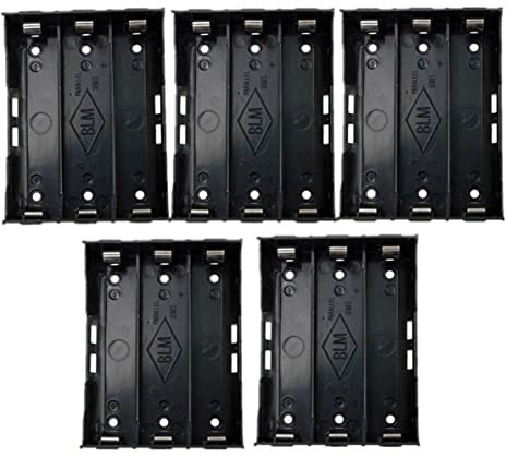 Ltvystore 18650 Battery Case Holder, 5 Pack 3 Slots x 3.7V DIY Battery Storage Box, in Parallel Black Plastic Batteries Case with Pin for 3 x 18650, by