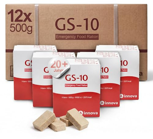GS-10 | Exclusives Emergency Food [12 x 500 Gramm] Langzeitnahrung - Notfallnahrung mit extrem langer Haltbarkeit | LIFE SAVING FOOD
