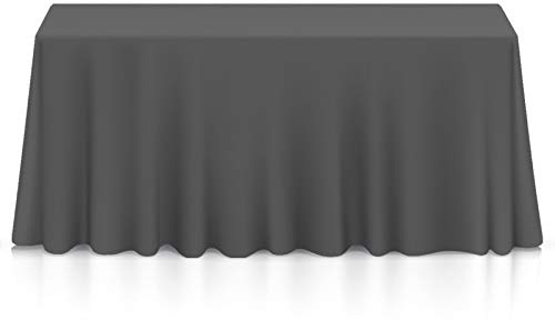 Lann's Linens 90 x 132 Inch Rectangular Tablecloth, Washable Polyester Fabric Table Cloth for Dining Tables, Parties, Restaurant, Weddings - Dark Gray