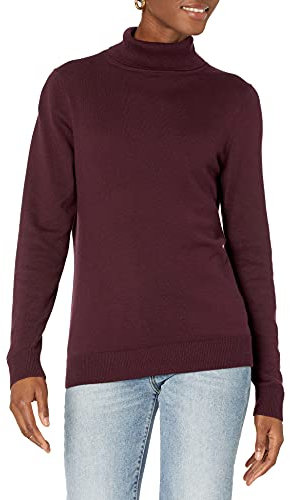 Amazon Essentials Maglione A Collo Alto E Maniche Lunghe Leggero con vestibilità Classica (Taglie Forti Disponibili) Donna, Bordeaux, M