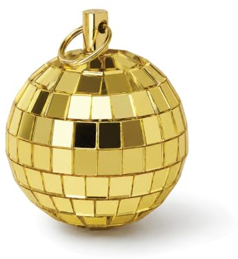 FX Lab Gold Mirror Ball (2 Inch) | Party Decor, Christmas Tree Baubles, Lightweight Plastic Core, Hanging Ring