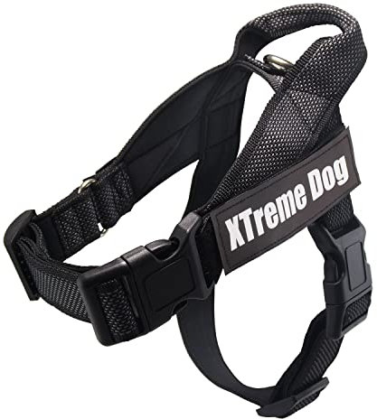 Arquivet Xtreme Dog Classic Hundegeschirr schwarz - M / 58-76 cm - verstellbar, ergonomisch und robust - inkl. Griff an der Oberseite zum Spazierengehen