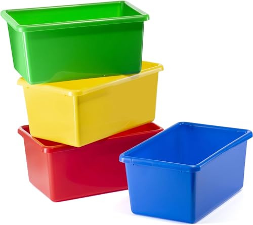 Prextex Toy Lagerplätze - Packung mit 4 Container Kleiderschrank Veranstalter Klassenzimmer Spielzeug Veranstalter
