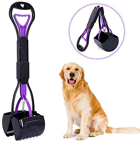Portable Pet Pooper Scooper for Dogs and Cats, Foldable Dog Poop Scooper for Grass with Long Handle, High Strength Material and Professional Ergonomic Design, Foldable Dog Poop Waste Pick Up Rake
