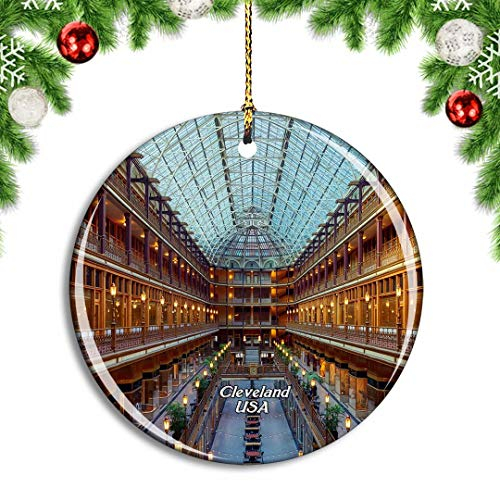 Weekino USA Amerika Cleveland Weihnachtsdekoration Christbaumkugel Hängender Weihnachtsbaum Anhänger Dekor City Travel Souvenir Collection Porzellan 2,85 Zoll