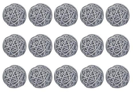 EXCEART 15pcs Rattan Wicker Balls DIY Vase Bowl Filler Ornaments Aroma Dffuser Balls for Wedding Home Hanging Decoration Table Confetti 5cm (Grey)