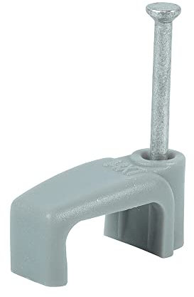 100 x flache und doppelte Kabel-Clips, grau, passend für 6,0 mm